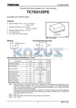 TC7SG125FE datasheet - Bus Buffer with 3-STATE Output