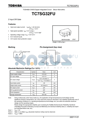 TC7SG32FU datasheet - 2 Input OR Gate