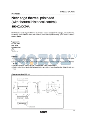 SH3002-DC70A datasheet - Near edge thermal printhead (with thermal historical control)