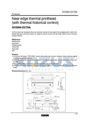 SH3004-DC70A datasheet - Near edge thermal printhead (with thermal historical control)