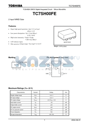 TC7SH00FE datasheet - 2 Input NAND Gate