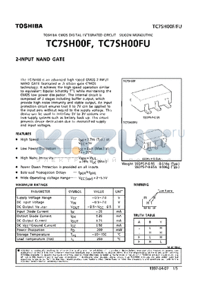 TC7SH00 datasheet - 2-INPUT NAND GATE