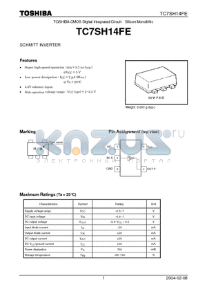 TC7SH14FE datasheet - SCHMITT INVERTER