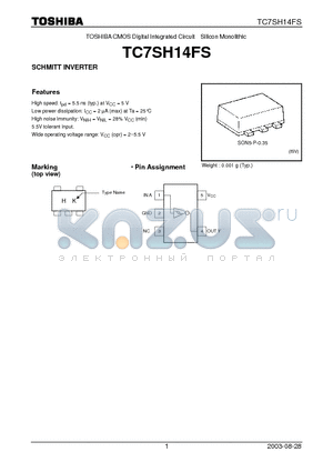 TC7SH14FS datasheet - SCHMITT INVERTER