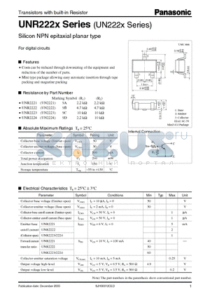 UN2224 datasheet - Silicon NPN epitaxial planar type