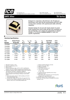 TO-12850 datasheet - SMPS Xfmr