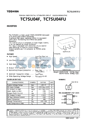 TC7SU04 datasheet - INVERTER