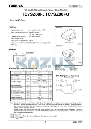 TC7SZ00FU datasheet - 2-Input NAND Gate