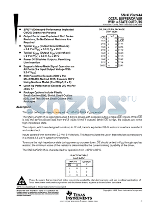 SN74LVC2244ADB datasheet - OCTAL BUFFER/DRIVER WITH 3-STATE OUTPUTS