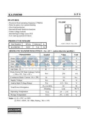 TO-220F datasheet - Internal high voltage sense FET