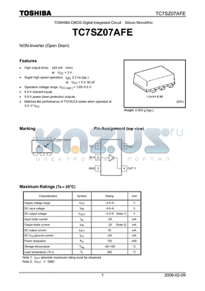 TC7SZ07AFE datasheet - CMOS Digital Integrated Circuit Silicon Monolithic NON-Inverter (Open Drain)