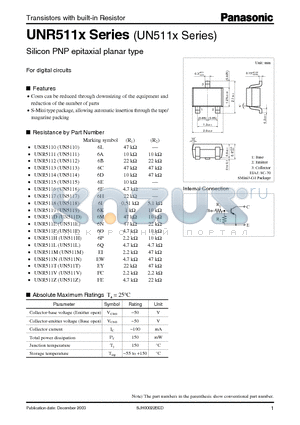 UN5119 datasheet - Silicon PNP epitaxial planar type