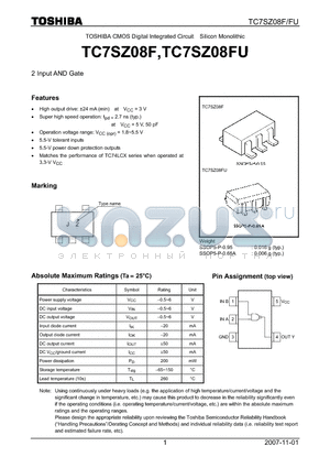 TC7SZ08F_07 datasheet - 2 Input AND Gate