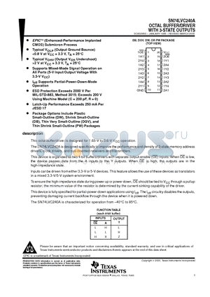 SN74LVC240ADW datasheet - OCTAL BUFFER/DRIVER WITH 3-STATE OUTPUTS