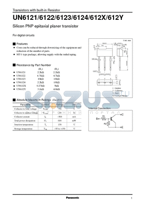 UN612X datasheet - Silicon PNP epitaxial planer transistor