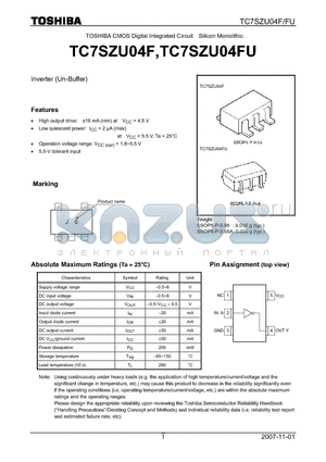 TC7SZU04F_07 datasheet - Inverter (Un-Buffer)