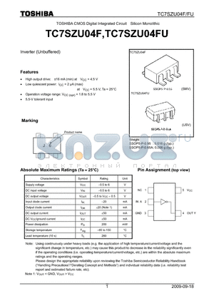 TC7SZU04F_09 datasheet - Inverter (Unbuffered)