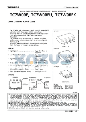 TC7W00FK datasheet - DUAL 2-INPUT NAND GATE