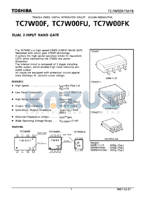 TC7W00FU datasheet - DUAL 2-INPUT NAND GATE