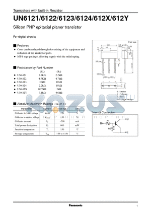 UN6123 datasheet - Silicon PNP epitaxial planer transistor