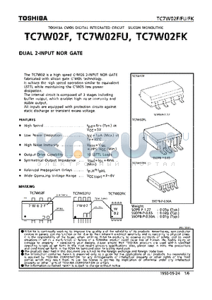 TC7W02FK datasheet - DUAL 2-INPUT NOR GATE