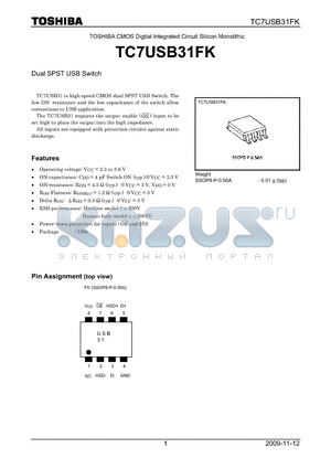 TC7USB31FK datasheet - TOSHIBA CMOS Digital Integrated Circuit Silicon Monolithic