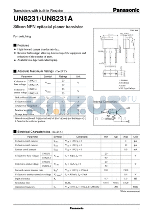 UN8231A datasheet - Silicon NPN epitaxial planer transistor