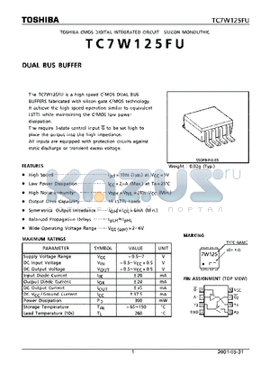 TC7W125FU datasheet - DUAL BUS BUFFER