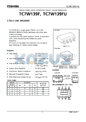 TC7W139FU datasheet - 2-TO-4 LINE DECODER