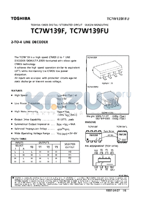 TC7W139 datasheet - 2-TO-4 LINE DECODER
