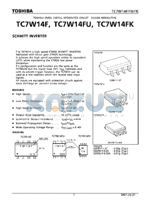 TC7W14FU datasheet - SCHMITT INVERTER