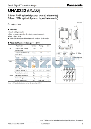 UNA0222 datasheet - Transistor array to drive the small motor