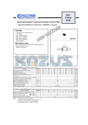 SH6 datasheet - SURFACE MOUNT HIGH EFFICIENCY RECTIFIER VOLTAGE RANGE 50 to 600 Volts CURRENT 1.0 Ampere