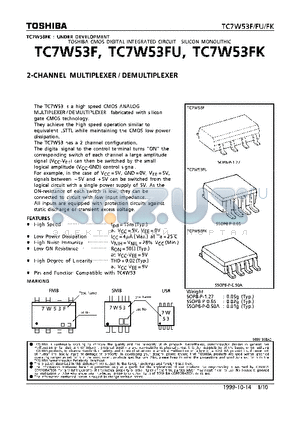 TC7W53FK datasheet - 2-CHANNEL MULTIPLEXER/DEMULTIPLEXER