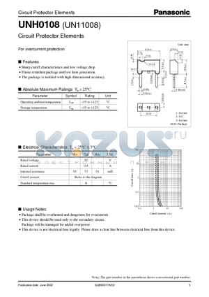 UNH0108 datasheet - Circuit Protector Elements