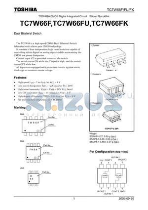 TC7W66FK0_09 datasheet - Dual Bilateral Switch