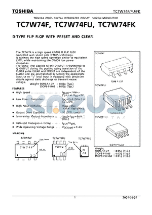 TC7W74F datasheet - D-TYPE FLIP FLOP WITH PRESET AND CLEAR
