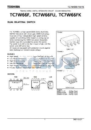 TC7W66FU datasheet - DUAL BILATERAL SWITCH