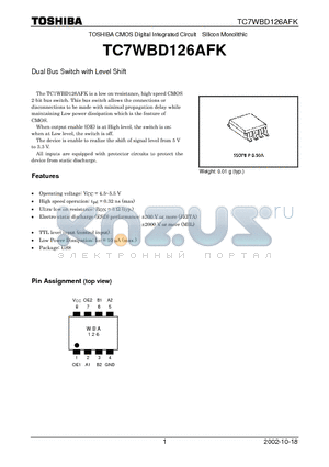 TC7WBD126AFK datasheet - Dual Bus Switch with Level Shift