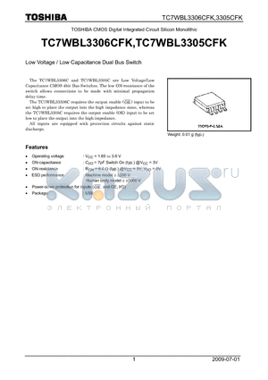 TC7WBL3306CFK datasheet - Low Voltage / Low Capacitance Dual Bus Switch