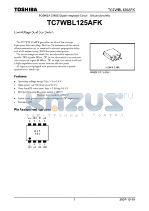 TC7WBL125AFK datasheet - CMOS Digital Integrated Circuit Silicon Monolithic Low-Voltage Dual Bus Switch