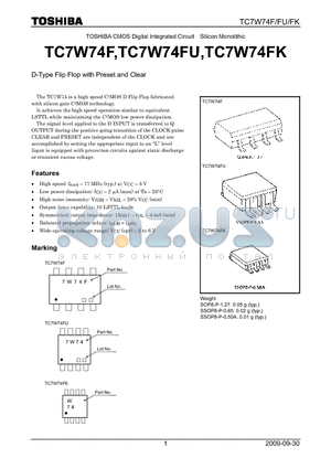 TC7W74F_09 datasheet - D-Type Flip Flop with Preset and Clear
