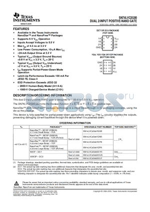 SN74LVC2G00 datasheet - DUAL 2 INPUT POSITIVE NAND GATE