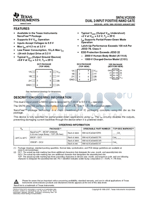 SN74LVC2G00DCURG4 datasheet - DUAL 2-INPUT POSITIVE-NAND GATE