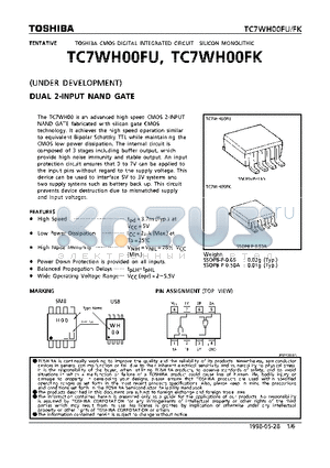 TC7WH00FK datasheet - DUAL 2-INPUT NAND GATE