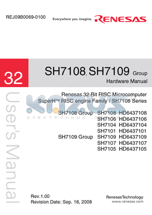 SH7104 datasheet - 32-Bit RISC Microcomputer