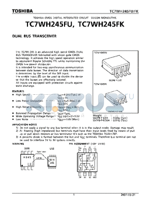 TC7WH245FK datasheet - CMOS DIGITAL INTEGRATED CIRCUIT SILICON MONOLITHIC DUAL BUS TRANSCEIVER