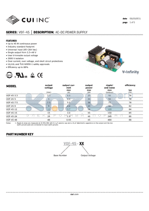 VOF-45-3.3 datasheet - AC-DC POWER SUPPLY