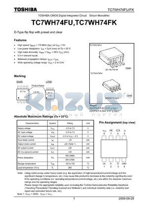 TC7WH74FU_09 datasheet - D-Type flip flop with preset and clear