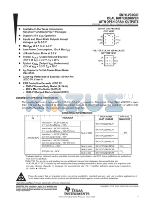 SN74LVC2G07DCKT datasheet - DUAL BUFFER/DRIVER WITH OPEN DRAIN OUTPUTS